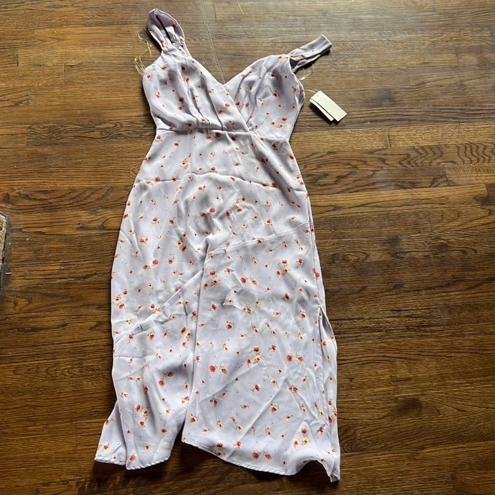 Purple midi floral dress - Picture 1 of 4